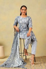 Advika Slate Floral Bloom Kurta Set
