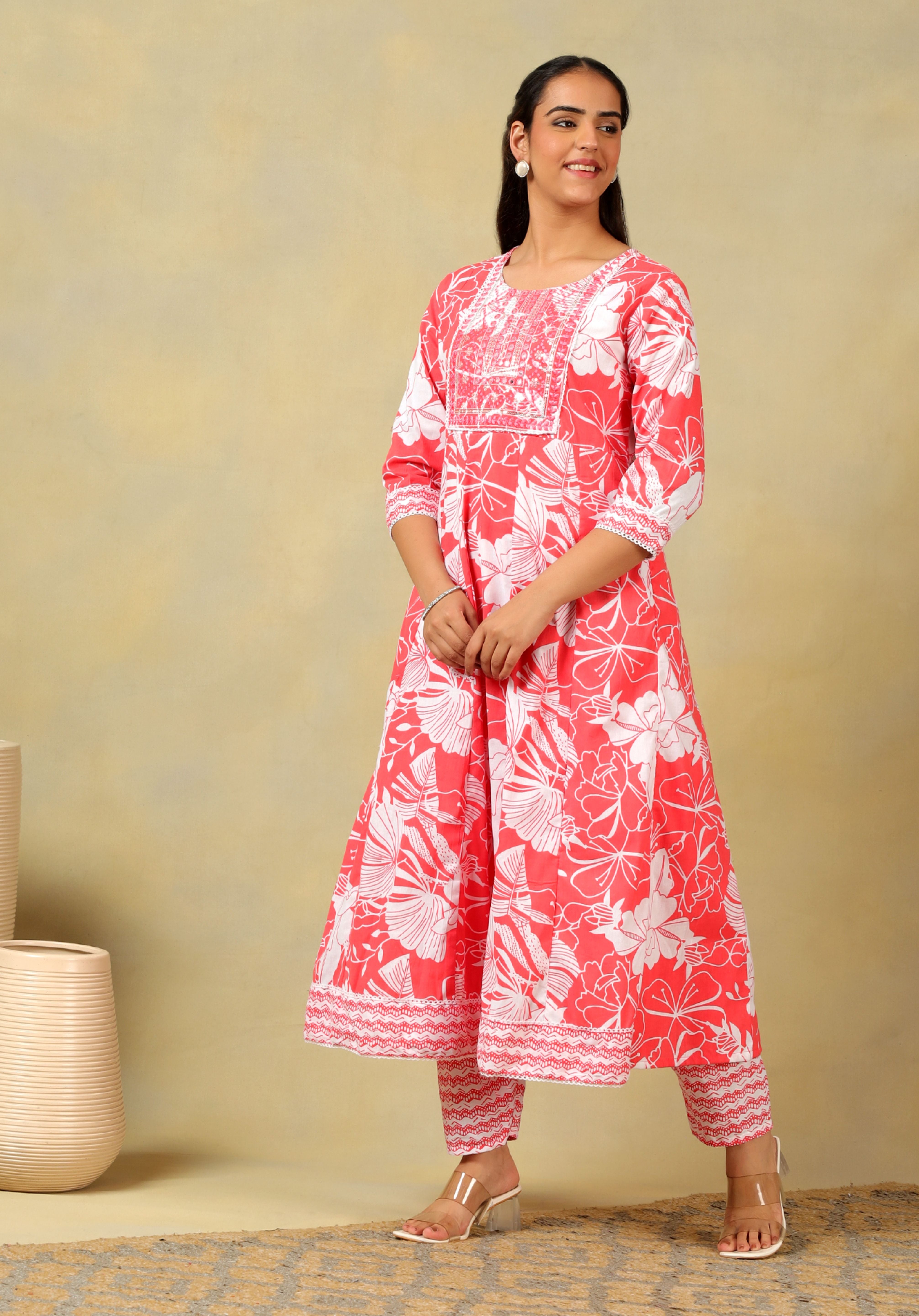 Zoya Lush Floral Anarkali Suit Set