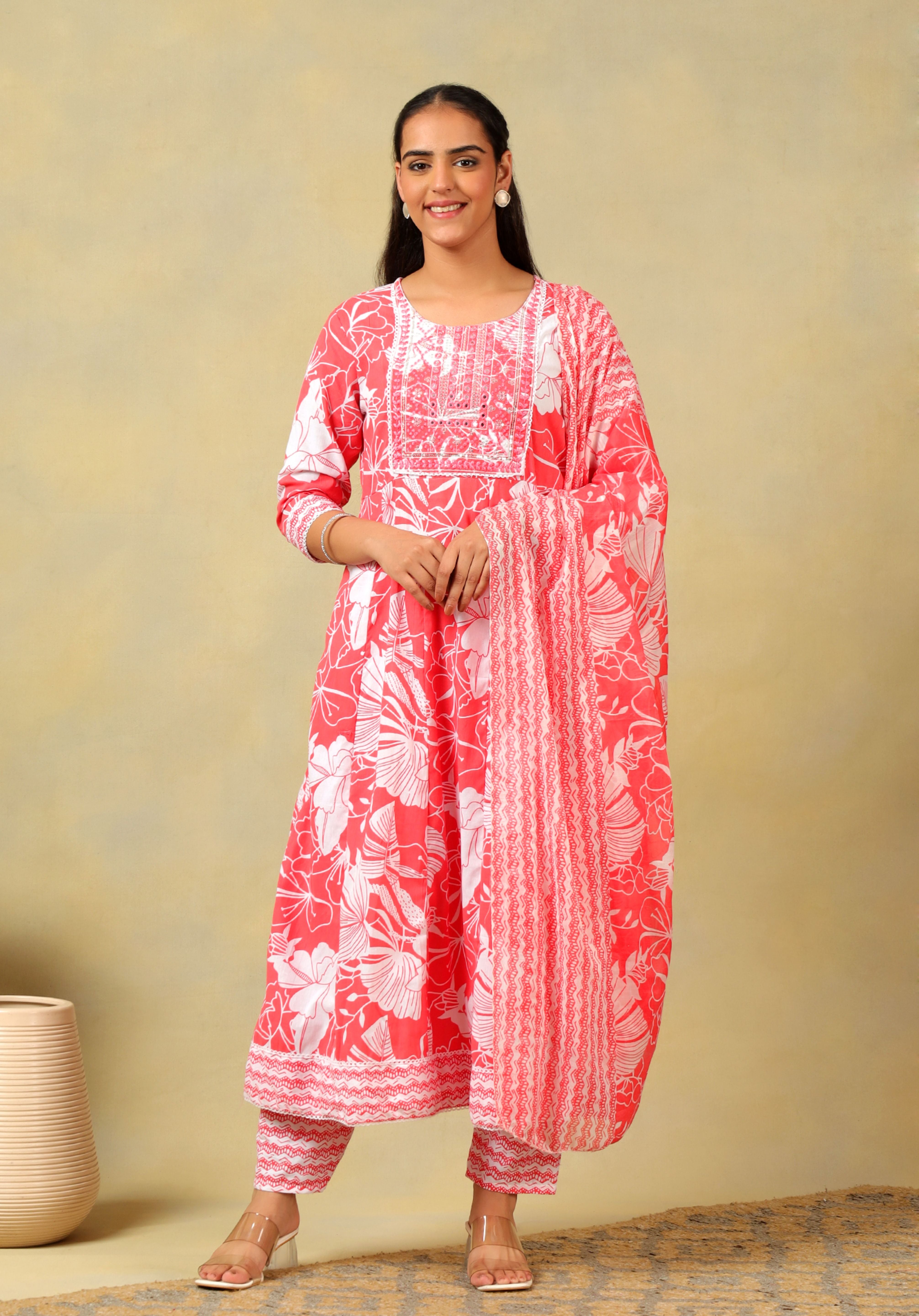 Zoya Lush Floral Anarkali Suit Set