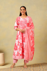 Zoya Lush Floral Anarkali Suit Set