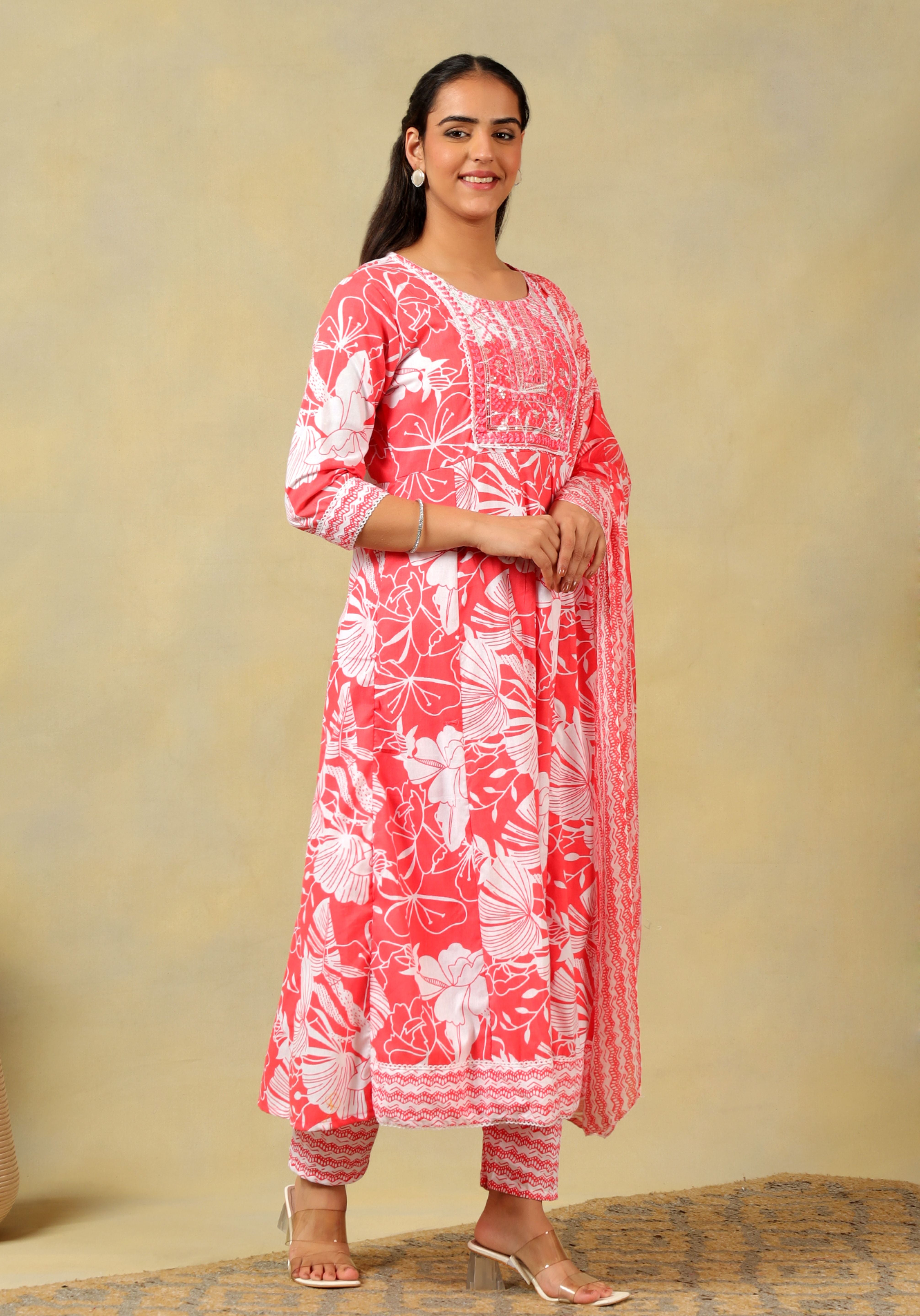 Zoya Lush Floral Anarkali Suit Set