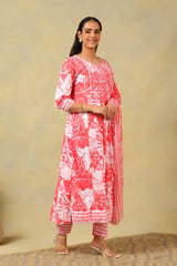 Zoya Lush Floral Anarkali Suit Set