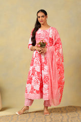 Zoya Lush Floral Anarkali Suit Set