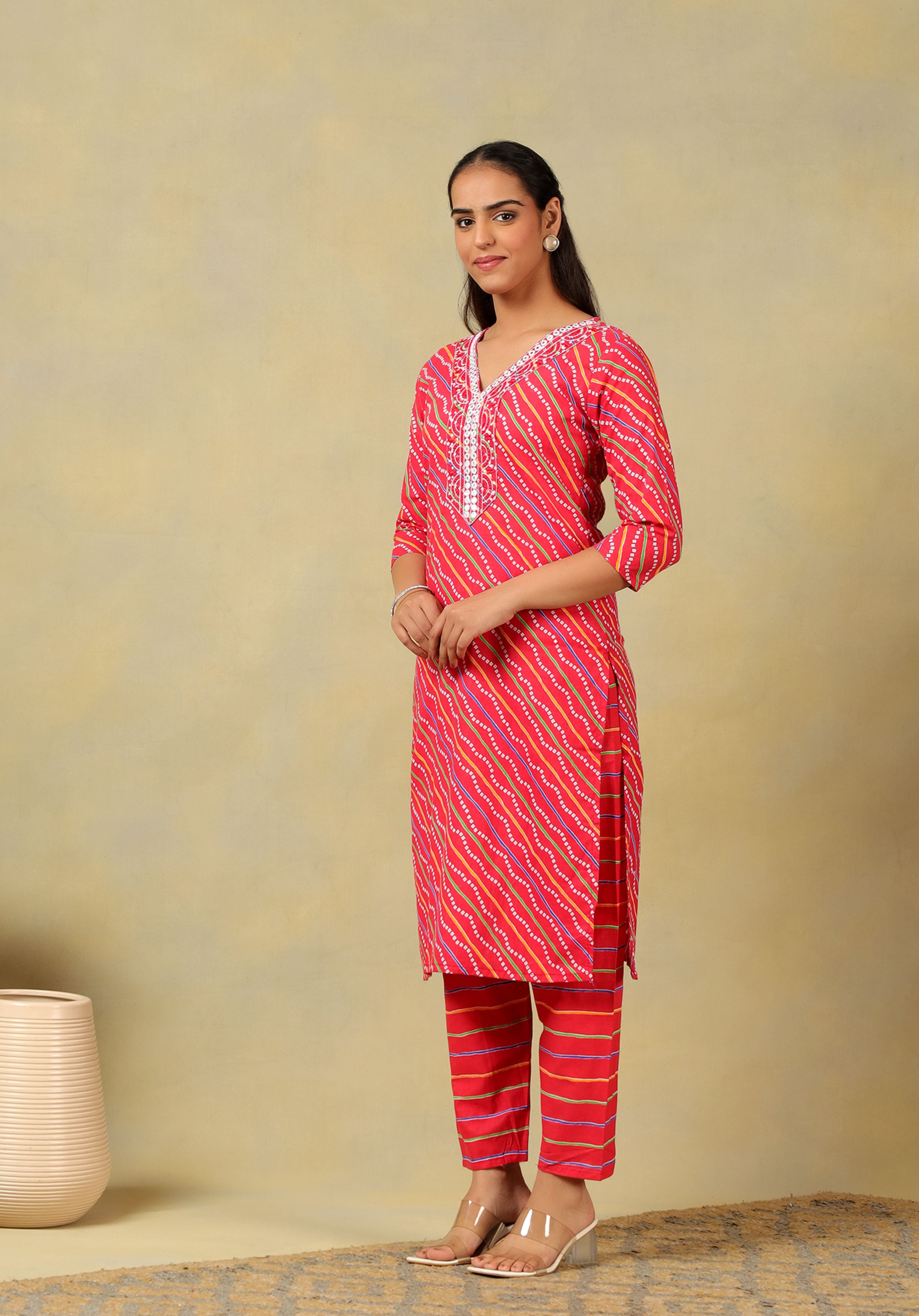 Crimson Leheria Fusion Kurta Set