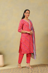 Crimson Leheria Fusion Kurta Set