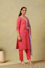 Crimson Leheria Fusion Kurta Set