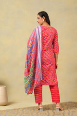 Crimson Leheria Fusion Kurta Set