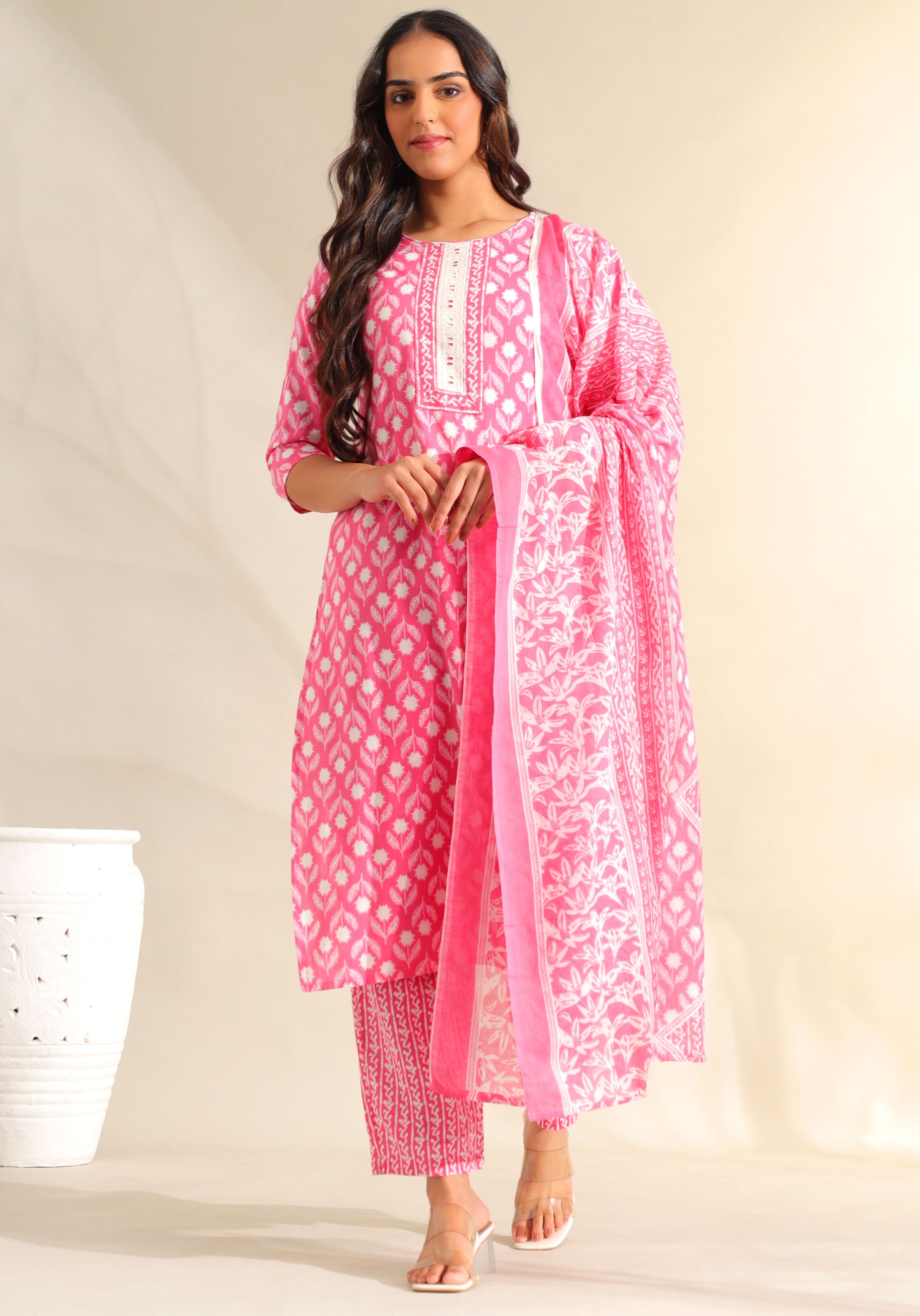 Amrita Fuchsia Garden Suit Set