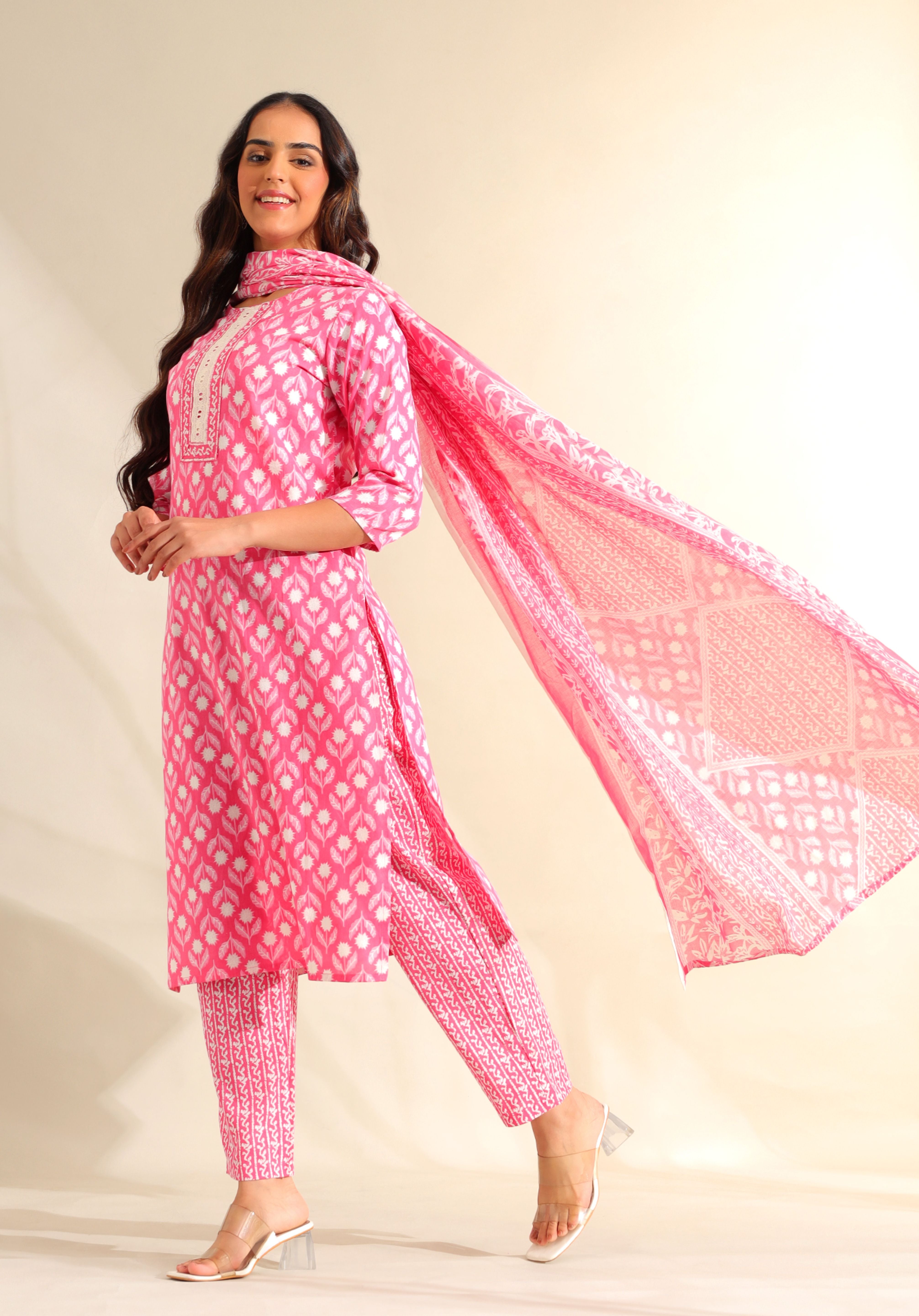 Amrita Fuchsia Garden Suit Set