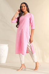 Pari Rose Zari Stripe Kurta-Set