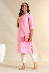 Pari Rose Zari Stripe Kurta-Set
