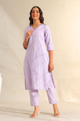 Sia Lavender Zari Stripe Kurta-Set