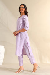 Sia Lavender Zari Stripe Kurta-Set