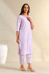 Sia Lavender Zari Stripe Kurta-Set