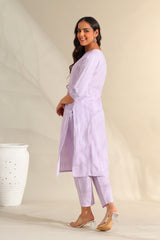 Sia Lavender Zari Stripe Kurta-Set