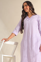 Sia Lavender Zari Stripe Kurta-Set