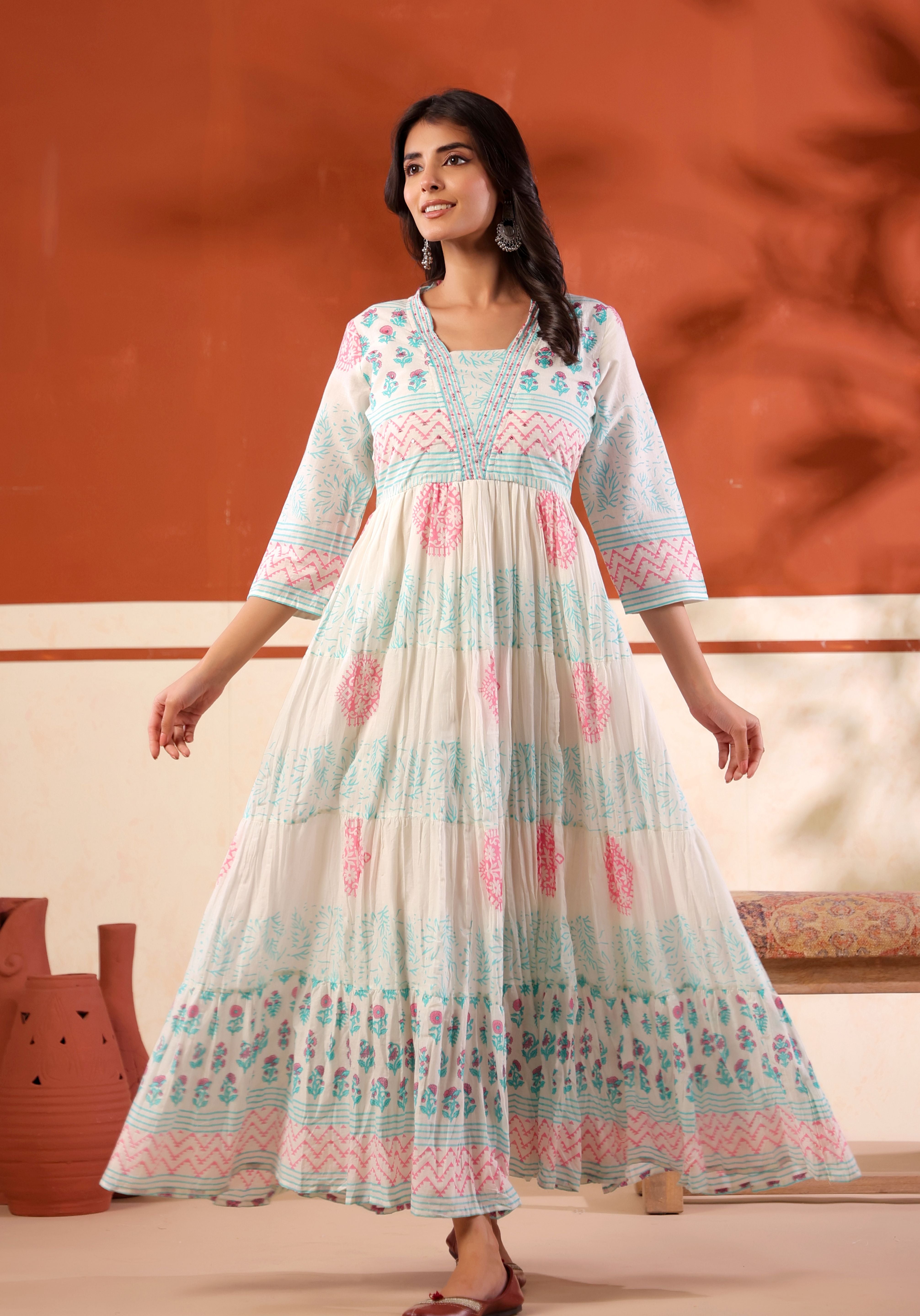Meera Ivory Kalidaar Dress
