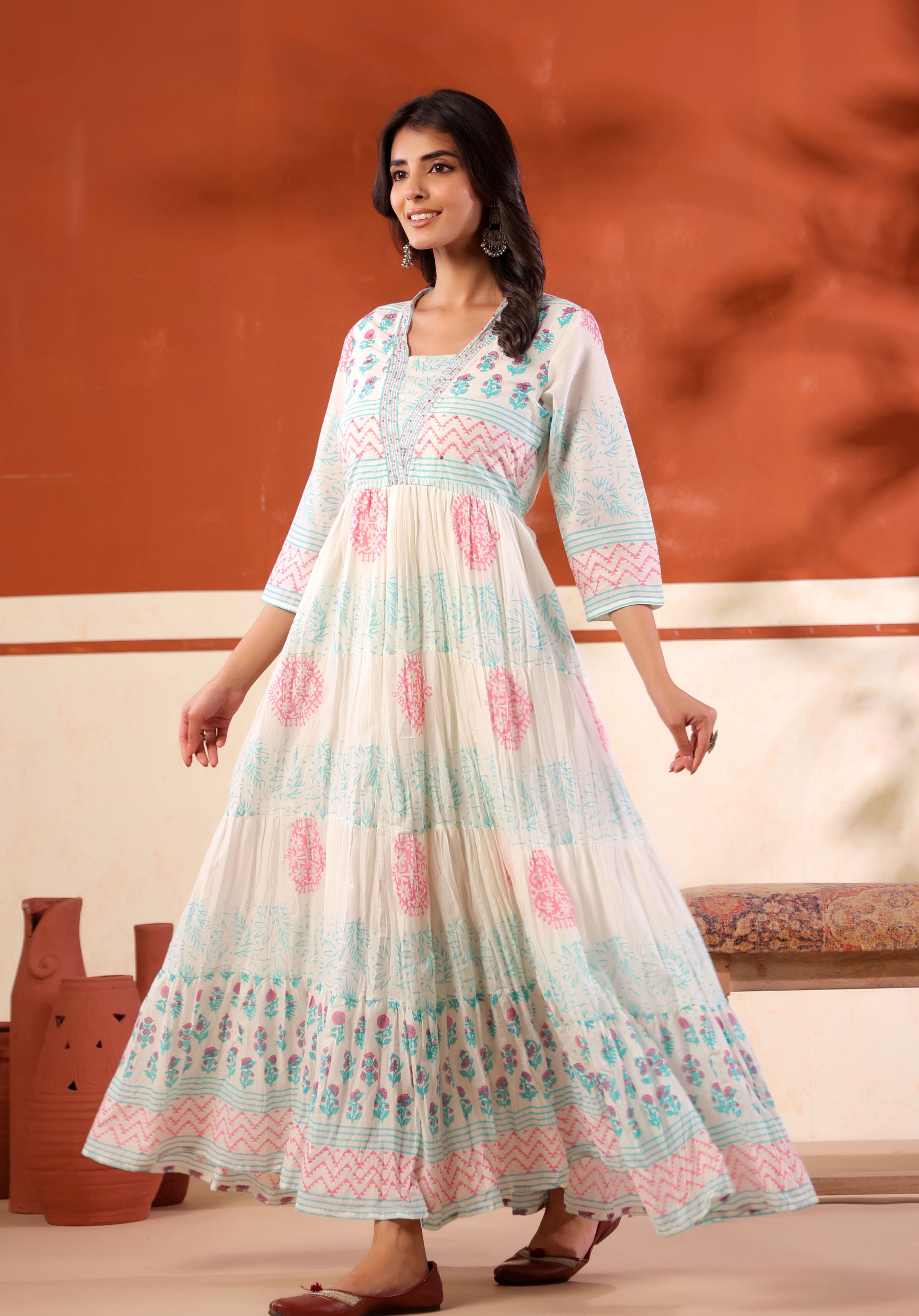 Meera Ivory Kalidaar Dress