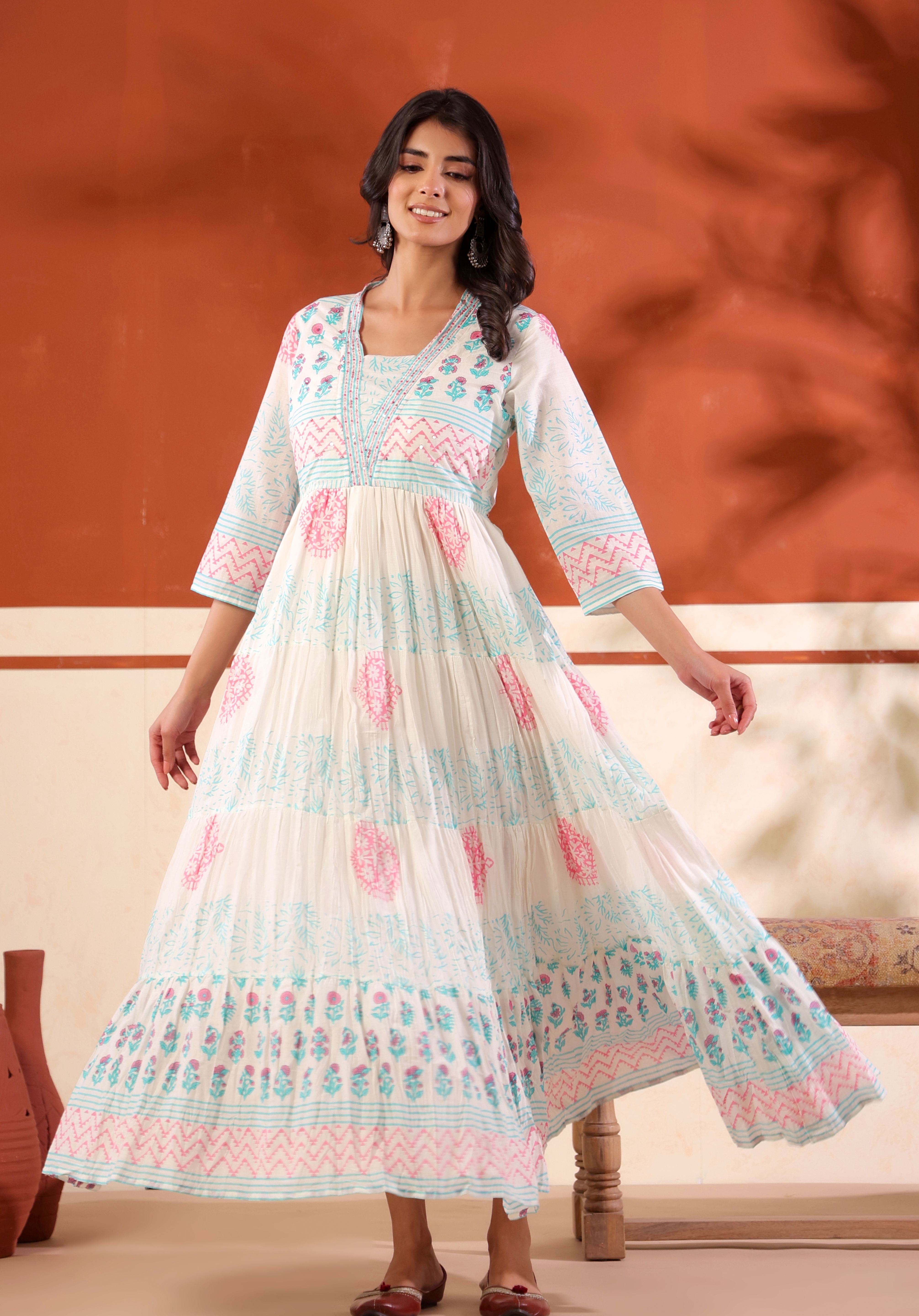 Meera Ivory Kalidaar Dress