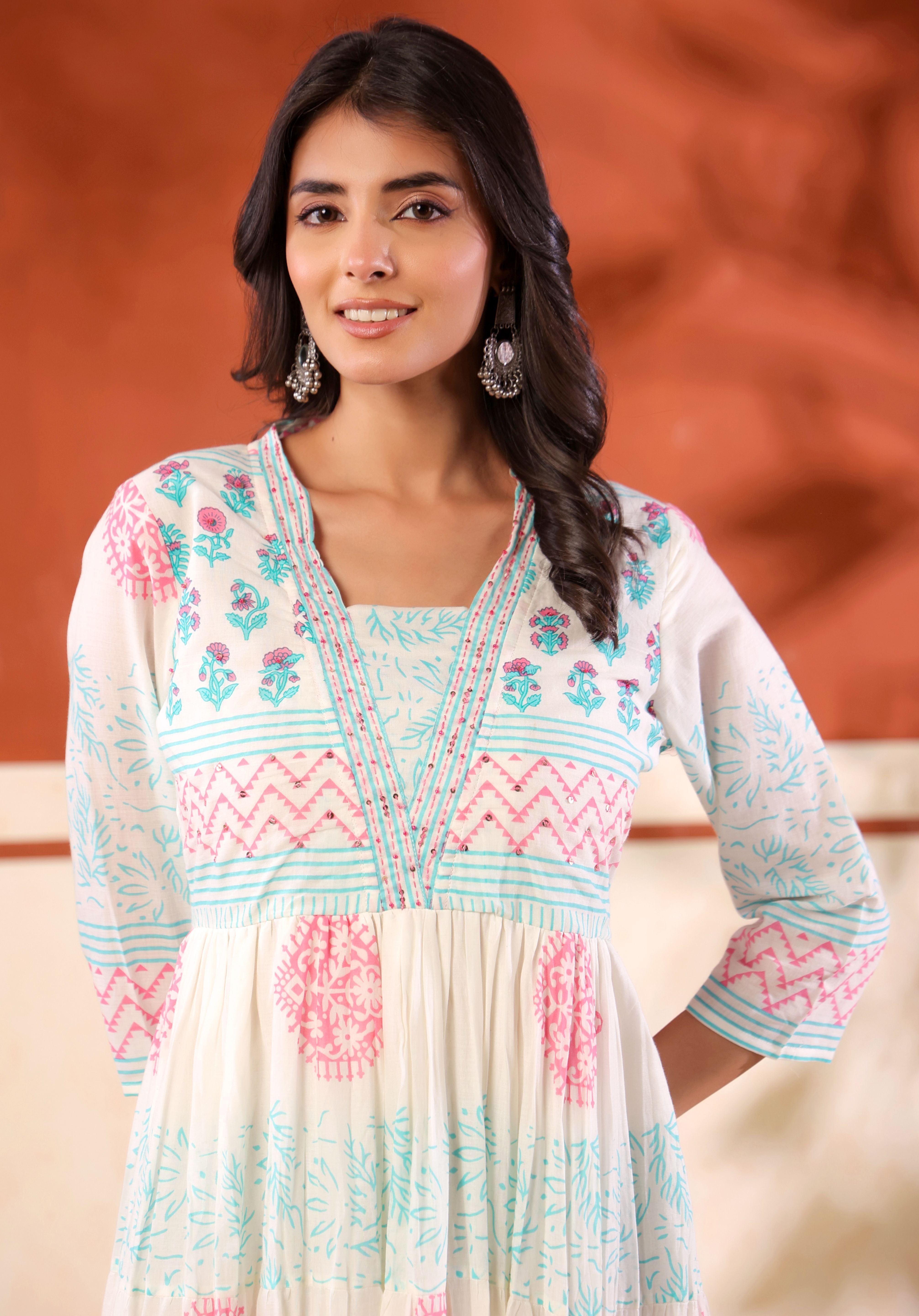 Meera Ivory Kalidaar Dress