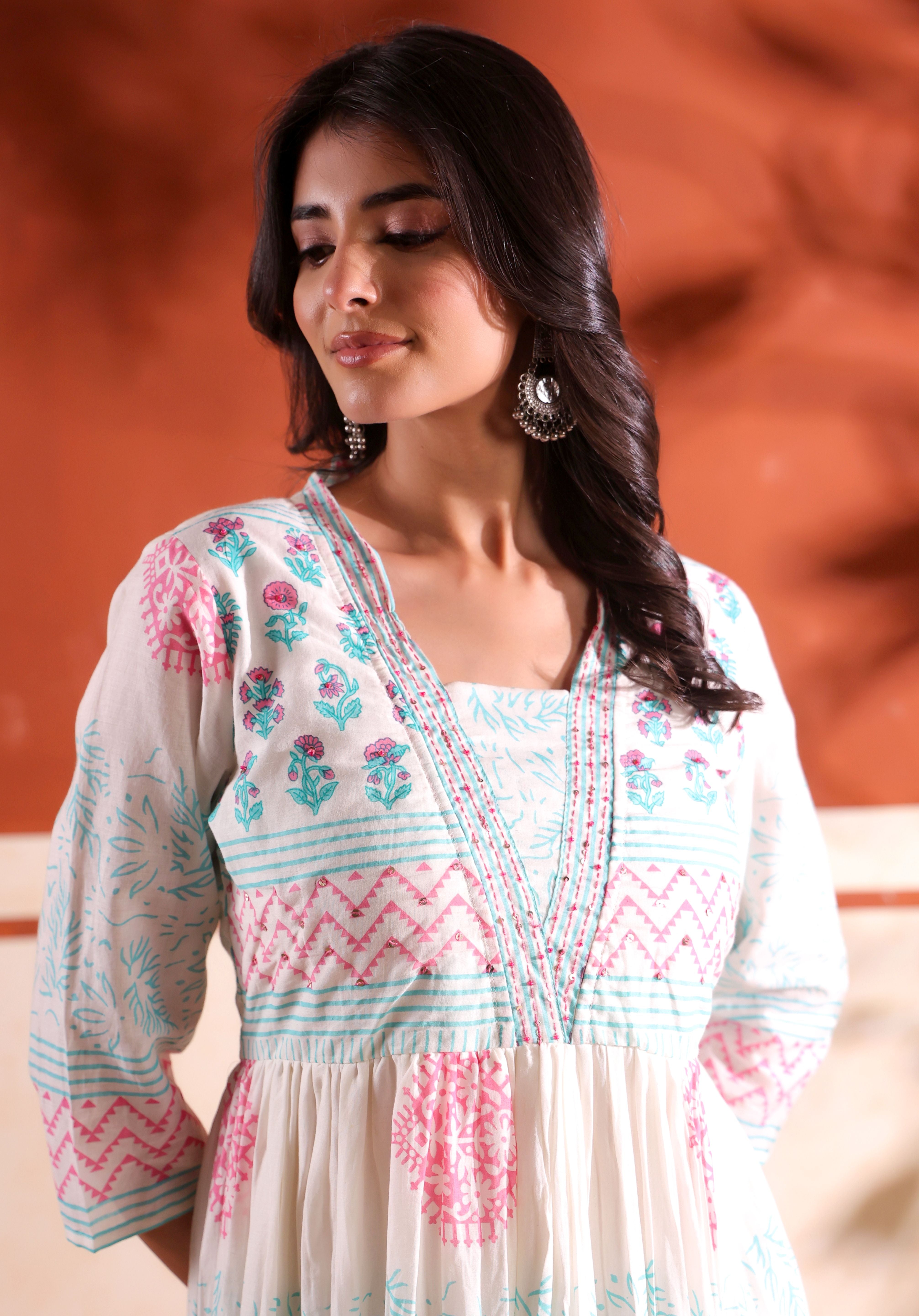 Meera Ivory Kalidaar Dress