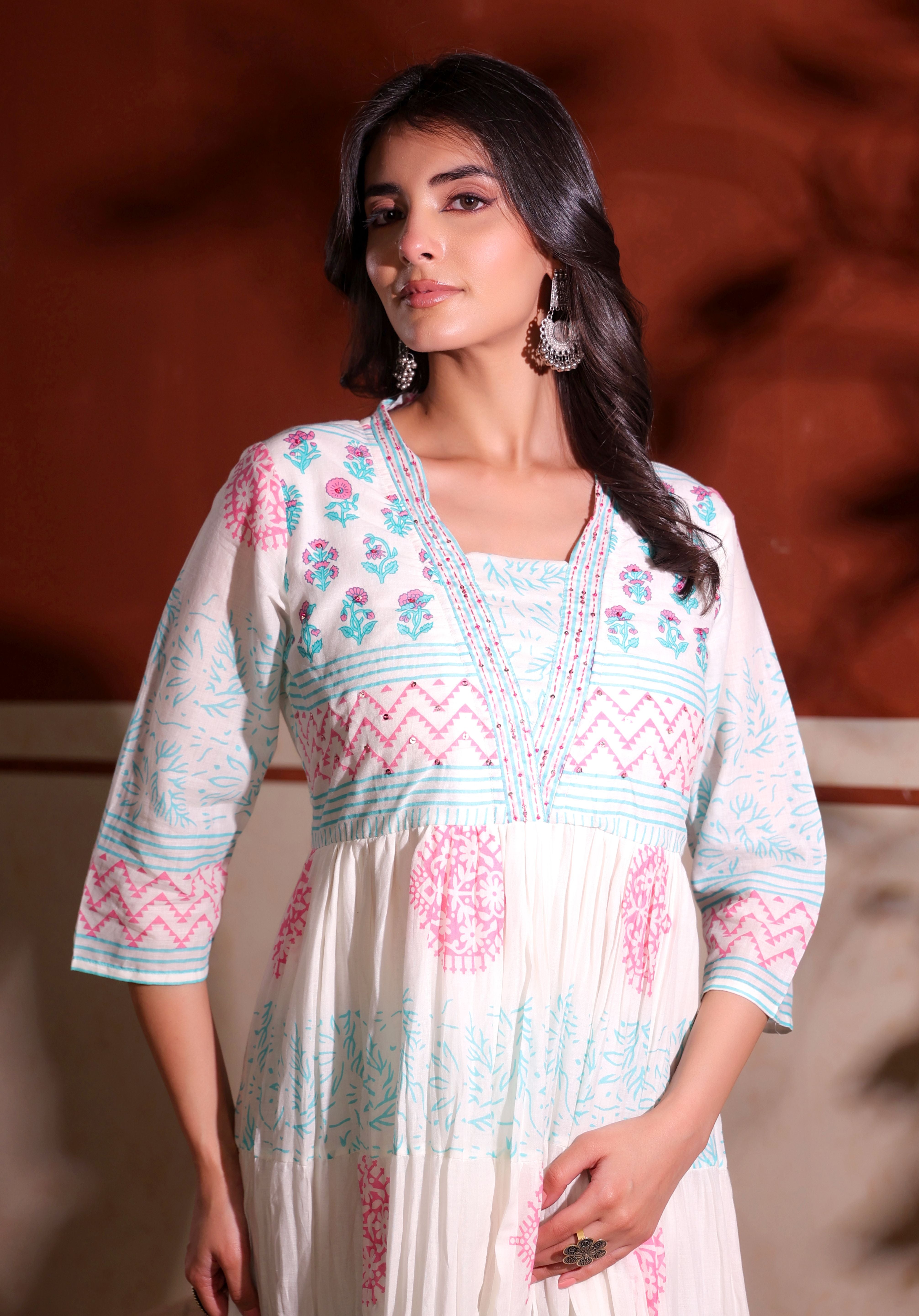 Meera Ivory Kalidaar Dress