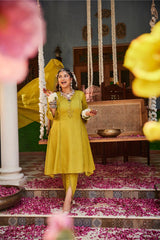 Green Kurta with Tulip Pants and Dupatta