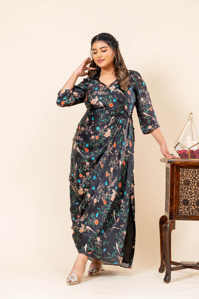 Shop Black Floral Print Dress ! Maxi Dress - Mamicha