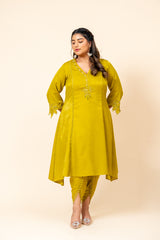 Green Kurta with Tulip Pants and  Dupatta