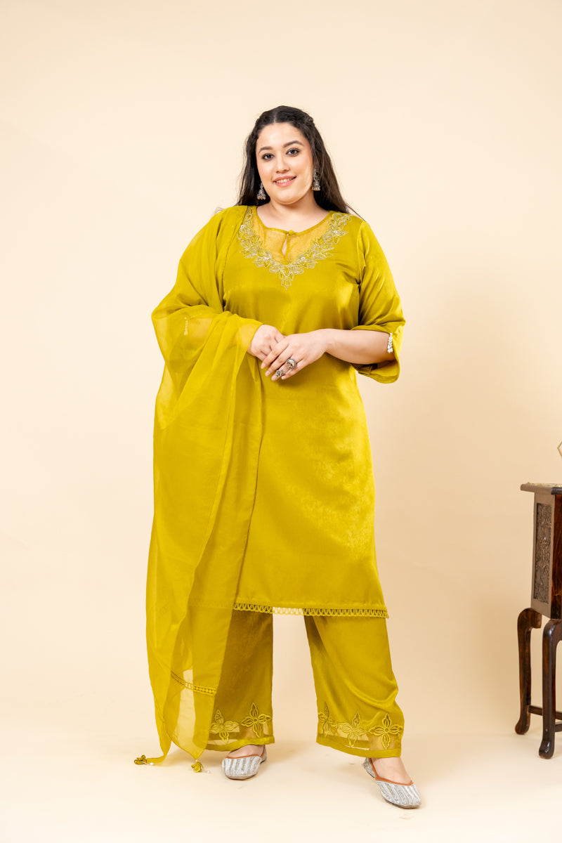 Festive Green Suit Set with Dupatta