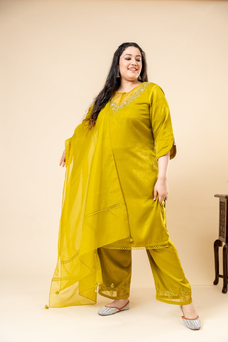 Festive Green Suit Set with Dupatta