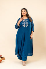 Blue Draped Kurta with Palazzo