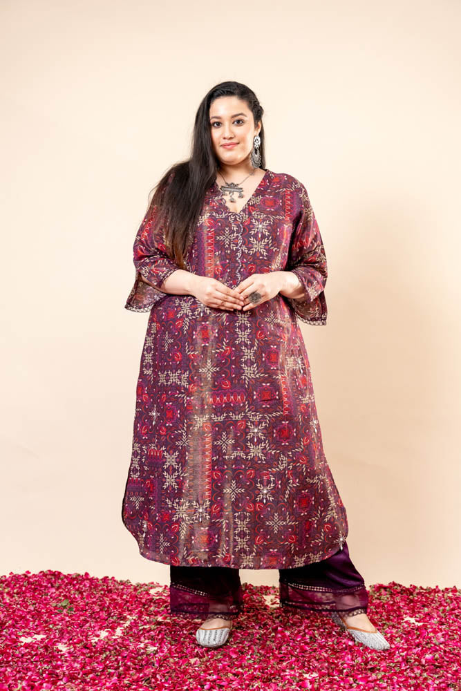 Shahtoot Printed Long Kurta Co-Ord Set