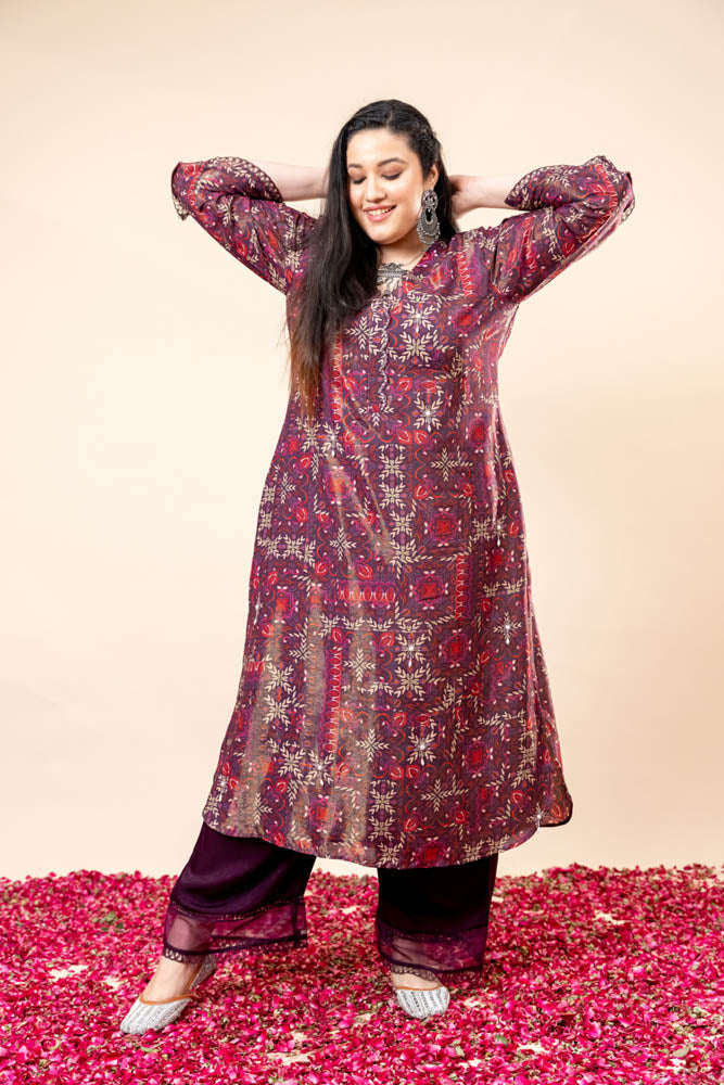 Shahtoot Printed Long Kurta Co-Ord Set