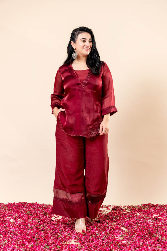 Buy Luxury Red Co ord set for Women Online India - Mamicha