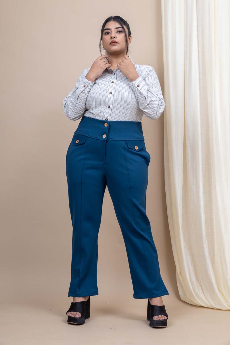  Vanguard Straight Fit High Waist Pants that feature two side seam pockets with a buttoned up pull-on style front zipper.