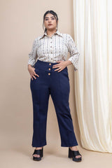 Upcycled Wooden Buttons high waist pants